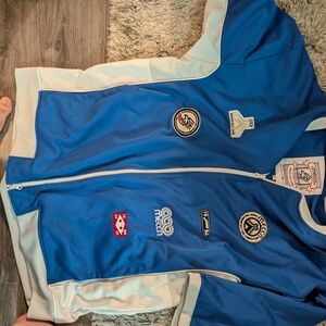 Mecca Vintage Track Jacket Blue and White Zip-Up Jacket 3X